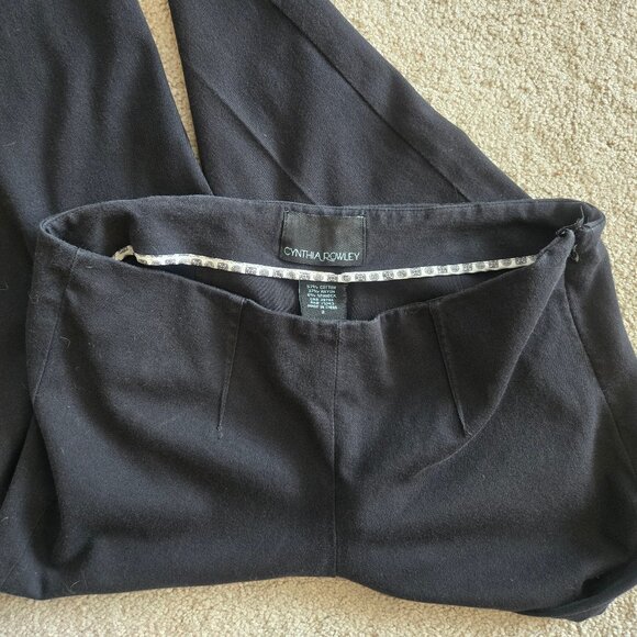 Ankle Straight Skinny Slim Fitted Cigarette Pants Black Cynthia Rowley Side-Zip - Picture 2 of 6